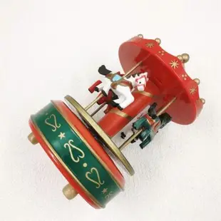 圣誕旋轉木馬音樂鈴發條自動圣誕節裝飾用品擺件兒童玩具節慶