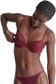 Calvin Klein Women's Sheer Marquisette Lightly Lined Demi Bra, Tawny Port, 32D