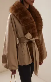 [ROTATE] Faux Fur-Trimmed Jacket