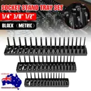 3x Metric Socket Rail Tray 1/4'' 3/8'' 1/2'' Stand Rack Holder Tool Organizer AU
