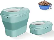 Dog Food Storage Container Pet Cereal Cat with Lids Locking Bowl Plastic Airtight Large Flour Sugar Kitchen Rice leakproof Pantry Collapsible White Bird Seed Wheels Sealable Dry 23 Qt/30 Pound Lb/25L (Green)