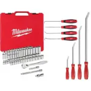 Milwaukee Mechanics Tool Set 3/8" Drive SAE/Metric w/ Hook/Pick/Pry Bar (66-Pcs)