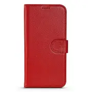 For iPhone 12 Pro/12 Case Fashion Cowhide Genuine Leather Wallet Cover Light Red