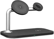 Black,3 in 1 Wireless Charging Station for Apple Multiple Devices, 15W Wireless Charger Stand for iPhone 16/15/14/13/12, Samsung Galaxy Buds/Galaxy Buds+, Apple Watch, Airpods