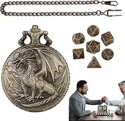 Mivpzisk Center Number Dice Pocket Watch Case - Dragon Pattern Pocket Watch Case Dice Set,Dice Pocket Watch Shell Case for Friends Family