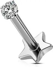 [OUFER Body Piercing] 16G Titanium Labret Monroe Lip Stud Threadless Tragus Helix Earring Stud Piercing Jewelry 5/6/8/10/12mm Push in Lip Piercing Jewellery Women Men, 8mm, Metal