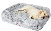 [PAWZ] Pet Dog Calming Bed Orthopedic Memory Foam Anxiety Pet Bed XL, Durable Dog Sofa Bed with Bolster and Removable Washable Cover, Dog Couches with Waterproof Inner Lining, Anti-Slip Bottom