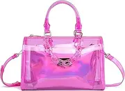 [Like Dreams] Holographic Purse for Women, Detachable Inner Pouch Crossbody Bag, Iridescent Top Handle Satchel