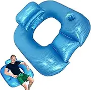 Pool Lounger Float, Swimming Lounger Inflatable, Relaxing Bed Backrest, Sturdy Materials, Hot Weather Mattress For Men Women Family Friends, Blue Color, 90x80x40cm Size