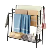 Free Standing Towel Rack Metal Towel Stand Blanket Rack with 3 Tier Black