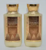 2 NEW BATH & BODY WORKS GOLDEN BERRY MISTLETOE LOTION CREAM 8 OZ SHEA COCONUT