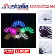 Luminous Folding Fan LED Play Colorful Hand Held Party Stage Glow Accessory AU