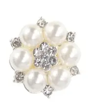 (S7)Diamante Rhinestone Crystal Pearl Embellishment Buttons Cluster Craft 10 Pc