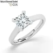 Princess Solitaire Natural Diamond Engagement Ring Platinum 0.85 Ct