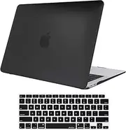 ProCase for MacBook Air 13 Inch 2020 2019 2018 A2337 M1 A2179 A1932, Hard Case Shell Cover with Keyboard Skin Cover -Black