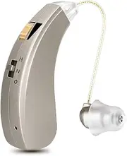 M1 Rechargeable Hearing Aids for Seniors Adults, Mini Hearing Amplifiers with Volume Control, Noise Reduction, Long Battery Life, Pearl Grey, Right Ear