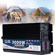 3000W 4000W 5000W Pure Sine Wave Power Inverter DC 12V 24V 48V 60V to AC 110V 220V 230V 240V Car Converter Voltage Transformer with 1 Ac Outle,2 Cooling Fans for Rv Truck Car Camping,12V-3000W
