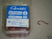 GAMAKATSU OCTOPUS RED FISHING HOOKS 100 PK SIZE 4 STOCK #02308-100 RED