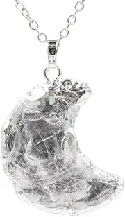 [XSWLKJ] 7mm, 8mm Natural Stone Moon Star Crystal Obsidian Opal Pendant Necklace, Energy Healing Yoga Gem