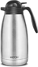 Milton 2000ml Vacuum Insulated Tea/Coffee Pot with Press Lid, Keeps Drinks Hot and Cold for 24 Hours, 18/8 Stainless Steel, Double-Walled Thermos Flask with Inner Copper Coating - Carafe - Silver