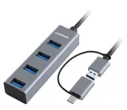 MBEAT 4-Port USB 3.0 Hub with 2-in-1 USB 3.0 & USB-C Converter - Space Grey
