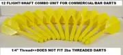 12 Yellow Flight/Shaft Combo Units for Commercial/Bar Darts