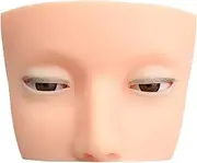 Oshhni Eyelash Mannequin Head Lash Eyelashes Extension Soft Eyelid Mannequin Flat Eyelash Mannequin Practice Makeup Face for Starter, Straight Eyelashes
