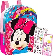 [Disney] 11" Minnie Mouse Preschool Backpack Set with Stickers for Toddlers, Minnie Mouse Backpack, Minnie Mouse School Supplies, Minnie Backpack