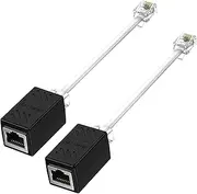 [2-Pack] Phone Jack to Ethernet Adapter, Ethernet to Phone Line Adapter RJ45 Female to RJ11 Male Converter Adapter Cable for Landline Telephone Service