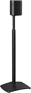 [Sanus] Adjustable Height Wireless Speaker Stands Designed for Sonos One, One SL, and Play:1 - Tool-Free Adjustment up to 16" and Built-in Cable Management - Black/Single