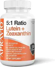 Apravio 5:1 Ratio Lutein + Zeaxanthin Eye Health Vitamins, Eye Supplements to Help Protect Against Harmful Radicals & Blue Light W/ Essential Antioxidants, Reduce Eye Strain, 30 softgels
