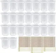 23 Pcs 100ml Resin Measuring Cups, Plastic Resin Mixing Cups with Mixing Sticks, Reusable Clear Small Measuring Cup for Liquids Paint Epoxy Resin Pouring Graduated Cups