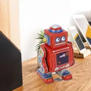 (Red)Wind Up Robot Toy Hand Made Decorative Vintage Clockwork Robot Toy FF