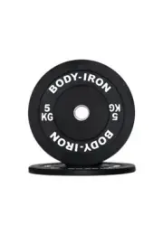 Body Iron 5kg Pro Bumper Plates (Pair) Olympic Weight Plates Rubber Gym & Home