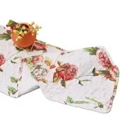 DaDa Romantic Roses Pink White Lovely Garden Floral Quilted Dining Table Runner