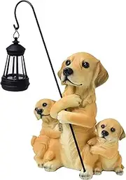 Solar Garden Statues Dog | Solar Powered LED Lights - Solar Lights Resin Three Dogs Figurines, Light Statue Garden Decor for Grandma, Mom