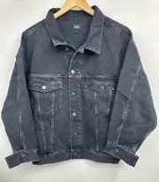 Edwin Jeans Alexa Irony L Black Denim Jacket Biker Size Small $248