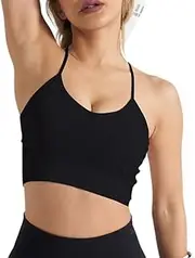 [Generic] Sports Bra for Women Workout Sports Bras Backless Padded Cross Back Strappy Tank Tops Support Running Yoga Bra