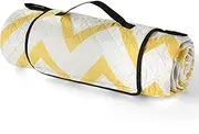 Lahawaha Picnic Blanket, 80" x 80" Extra Large Picnic Blanket for 4-6 Adults, Waterproof & Washable Picnic mat Great for Outdoors, Beach, Camping (Yellow).