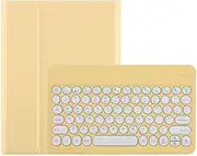 Cute iPad 9th 8th 7th Generation Keyboard Case Round Key iPad Air 3rd Gen iPad Pro 10.5 inch Removable Bluetooth Keyboard Cover with Pencil Holder (Yellow)