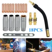 18pcs MB15 15AK Contact Tip 0.8mm M6 Holder Nozzle Neck & MIG MAG Welding Torch