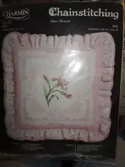 NOS Vintage Janlynn Charmin Chainstitching 14X14 Pillow Kit Iris NEW
