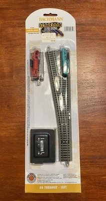 Bachmann #44859 N Scale EZ Track #6 Left-Hand Turnout, New, Nickel Silver Rails
