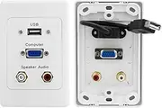 PRO1279 Pro2 VGA + USB + Stereo Wall Plate Vertical Layout VGA Socket to Socket VGA Socket to Socket, USB Socket to Flexible Lead Socket