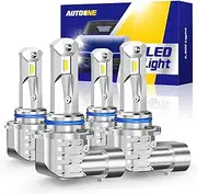 AUTOONE 9005 9006 LED Light Bulbs Combo, 400% Brightness HB3 High HB4 Low Dual Beam Fog Bulbs, 6000K Cool White, Plug and Play, Pack of 4