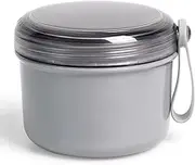 Uouovo Large Denture Bath Cup No Leak Denture Case Retainer Cleaner Case Complete Cleaning Care Denture Clear and Retainer Denture Holder for Soaking (grey)