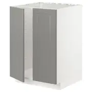 METOD base cabinet for sink + 2 doors, white/Bodbyn grey, 60x60x80 cm