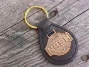 NASH KENOSHA WISCONSIN LEATHER KEY FOB CLASSIC GOLD PRE-WAR RADIATOR LOGO NEW