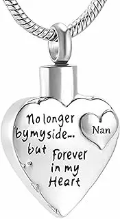 DOTUIARG No Longer by My Side But Forever in My Heart Stainless Steel Cremation Urn Necklace Hold Ashes Keepsake for Loved Ones