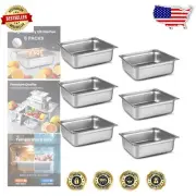 4" Deep Stainless Steel Food Pans - 6-Piece Set with Anti-Jam Design